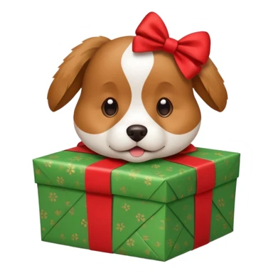 Dog in wrapped paper new yaer  sticker