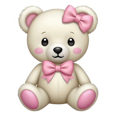 white Teddy bear with khaki pink bow sticker