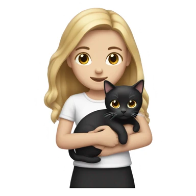 girl with a black and white cat in her hands sticker