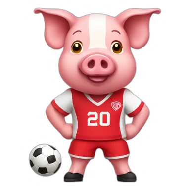 pig with red soccer tshirt standing sticker