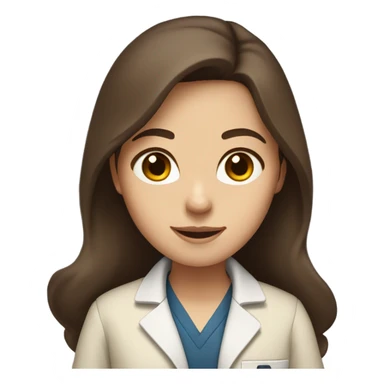 beige lab coat cute brunette with long brown hair and brown eyes  sticker