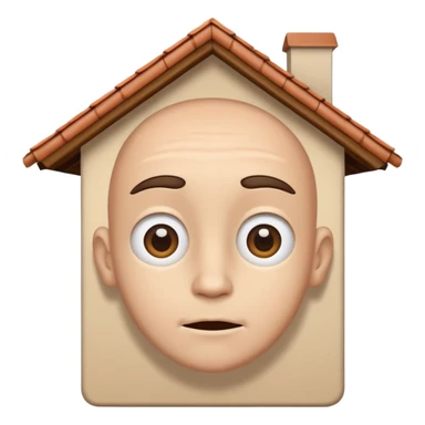 head in the shape of a house, cartoon roof cartoonish looking  sticker