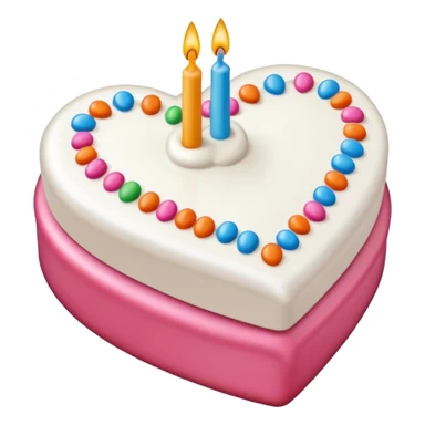 heart shaped birthday cake, white frosting, colorful sprinkles sticker