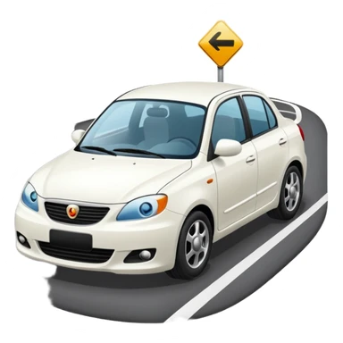 Auto blanco andando en carretera sticker