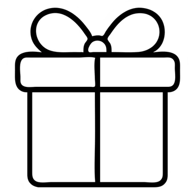 wrapped gift icon, minimal, focus on recognizable gift shape, outlined style sticker