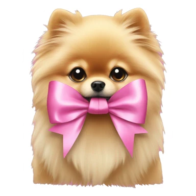 Gold Pomeranian pink ribbon bow sticker