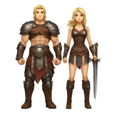 Sfw Caucasian Valkyrie berserker couple full body  sticker