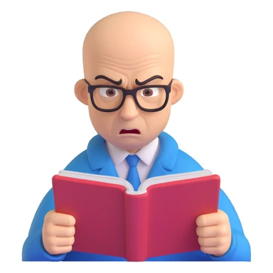 Angry man bald reading sticker