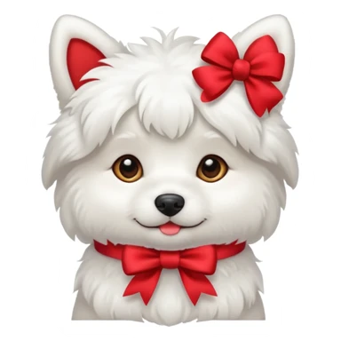 cute white dog with a bow sticker