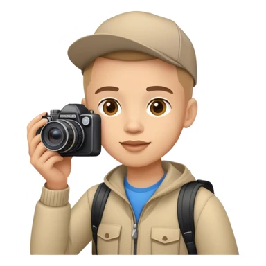 young tourist tak a picture sticker