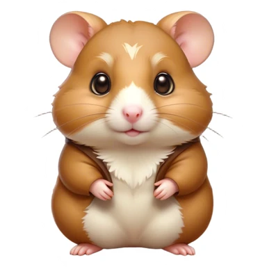 Cinematic Noble Brown Hamster Portrait Emoji, Poised and regal, with a tiny, compact build and a smooth, well-kept rich brown coat, deep-set soulful dark eyes, Simplified yet sharp and sophisticated features, highly detailed, glowing with a soft, dignified glow, high shine, intelligent and energetic, stylized with an air of miniature majesty, focused and attentive, soft glowing outline, capturing the essence of a watchful and confident rodent, so majestic it feels as though it could scurry out of the screen with effortless authority! sticker