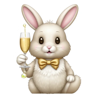 Easter bunny holding a glass of champagne sticker