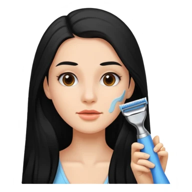 woman black long hair shaving sticker