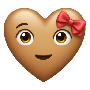 Light brown heart with bow  sticker