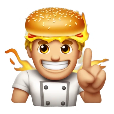 Gordon Ramsay making a perfect burger with fire  sticker