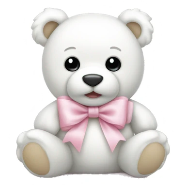 White teddy bear with light pink bow sticker