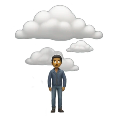 person with his hands on his hips riding a cloud (behind angle) sticker