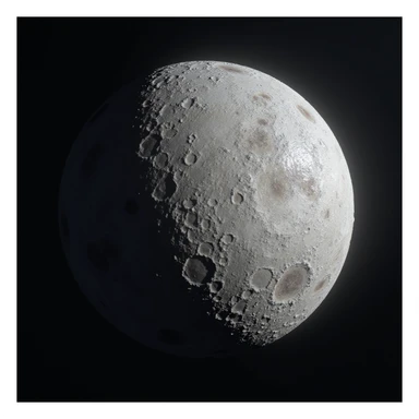 The planet Mercury as a realistic round rocky planet, uneven stony surface, soft transitions between light and dark gray, detailed craters and rough patches, realistic style sticker