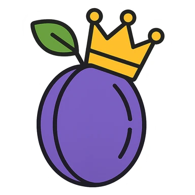 prune fruit with a crown, minimal, flat design sticker