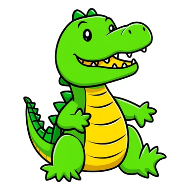 colorful, cartoonish crocodile with a playful, exaggerated expression sticker