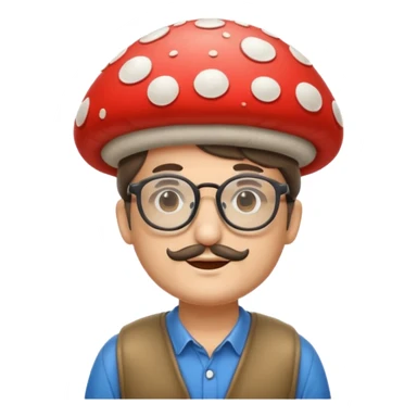 man with mushroom hat and glasses sticker