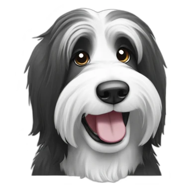 Smiling Bearded collie black and white sticker