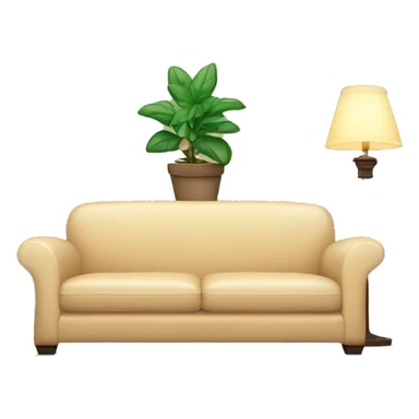 couch with a plant and a lamp sticker