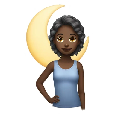 girl with moon  sticker