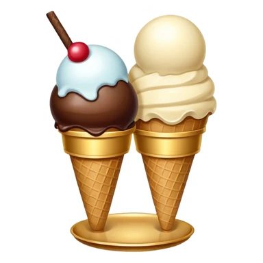 Ice cream 2 balls in a beige and gold plate sticker