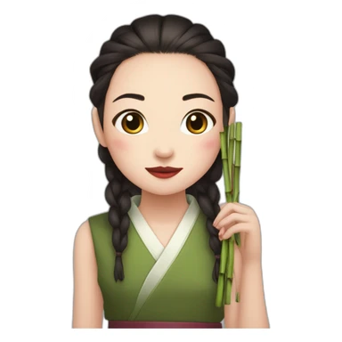 Petite Nezuko avec un bambou dans sa bouche sticker