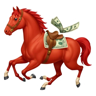red horse agressive running money on on the saddle sticker