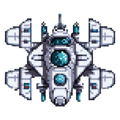 futuristic space cruiser, top-down view sticker