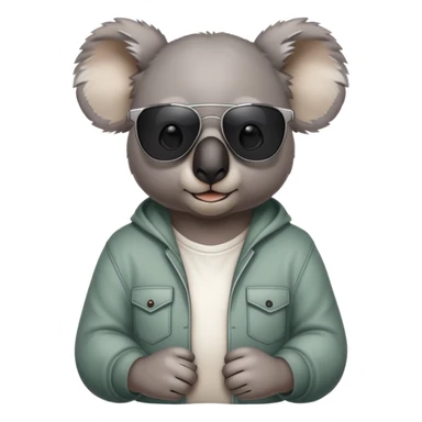 anthropomorphised koala in casual clothing, wearing dark sunglasses, fierce pose sticker