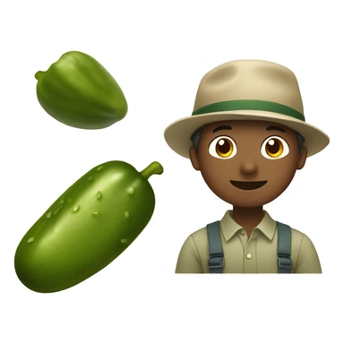 boy enjoying a pickle with hat sticker