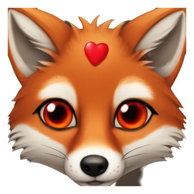 deep lush red fox face with tiny red heart in eyes sticker