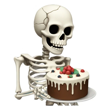 A skeleton holding a cake  sticker