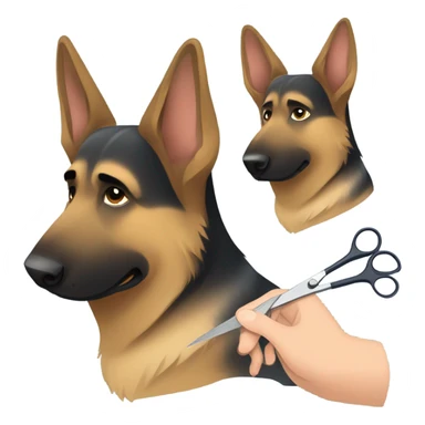 German Shepard cutting hair sticker