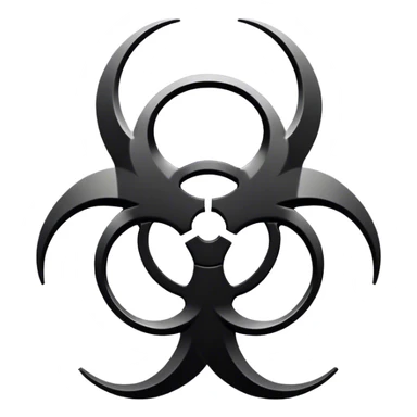 black and white biohazard symbol  sticker