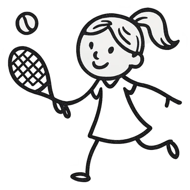 white young girl playing tennis sticker