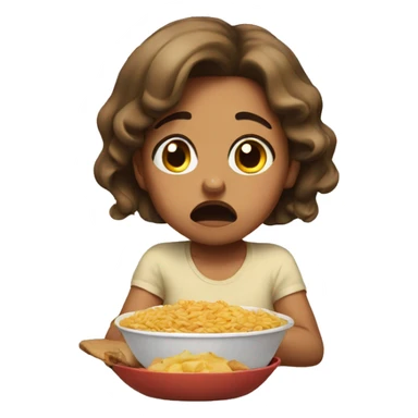 girl crying over food sticker