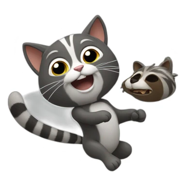 Cat throwing racoon sticker