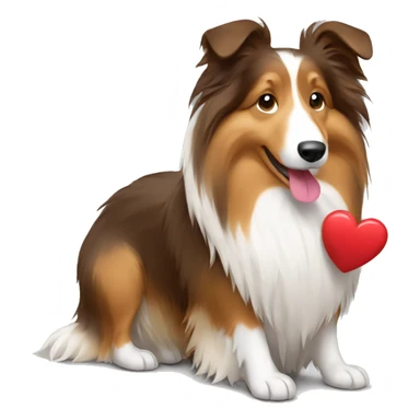 cartoon sheltie holding heart sticker