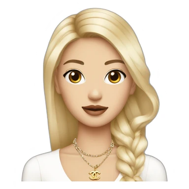 Blonde Chanel Asian Girl with Birkin bag and Chanel necklace sticker