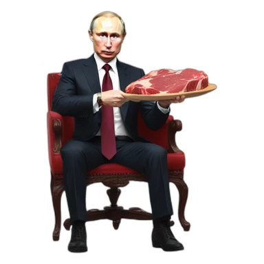 vladimir putin holding meat cube bleed heelchair sticker