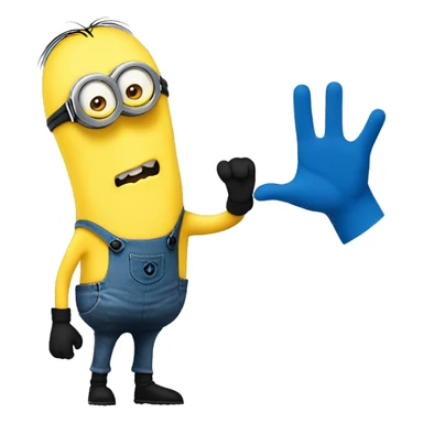 minion angry and slapping a hand of someone sticker