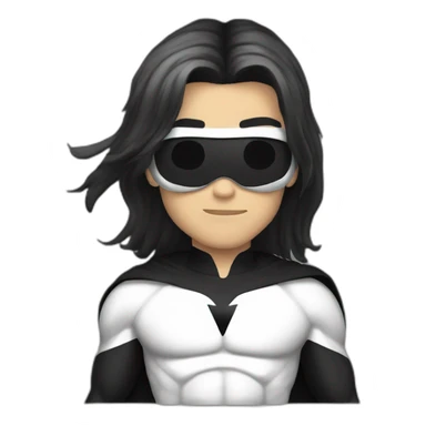white super hero wiht black hair named "JV" sticker