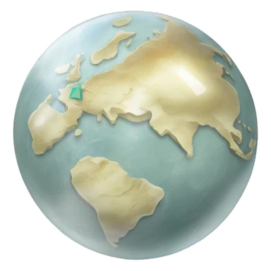 pearl stone with map of world etched onto the pearl sticker
