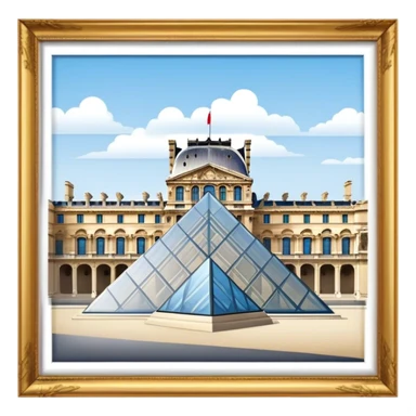 Louvre Museum Landmark Emoji – Showing the glass pyramid entrance with the historic palace in the background. sticker