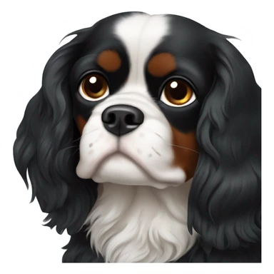 Completely black Cavalier King Charles spaniel. No brown fur and no white fur sticker