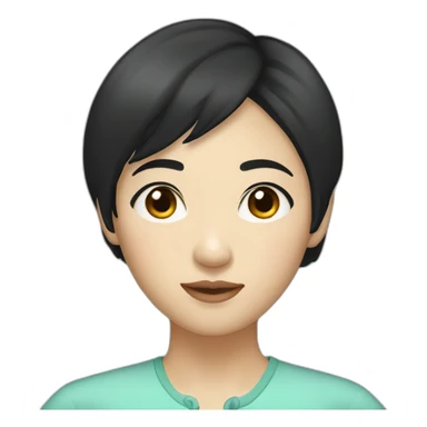 Asian women with small eyes short black hair sticker